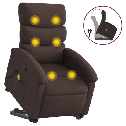 Fauteuil inclinable de massage Marron foncé Tissu 2