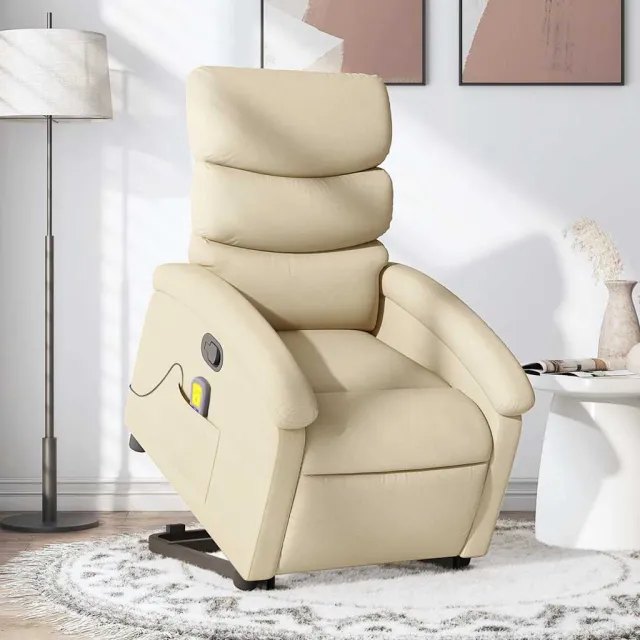 Fauteuil inclinable de massage Crème Tissu