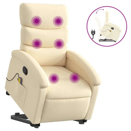 Fauteuil inclinable de massage Crème Tissu