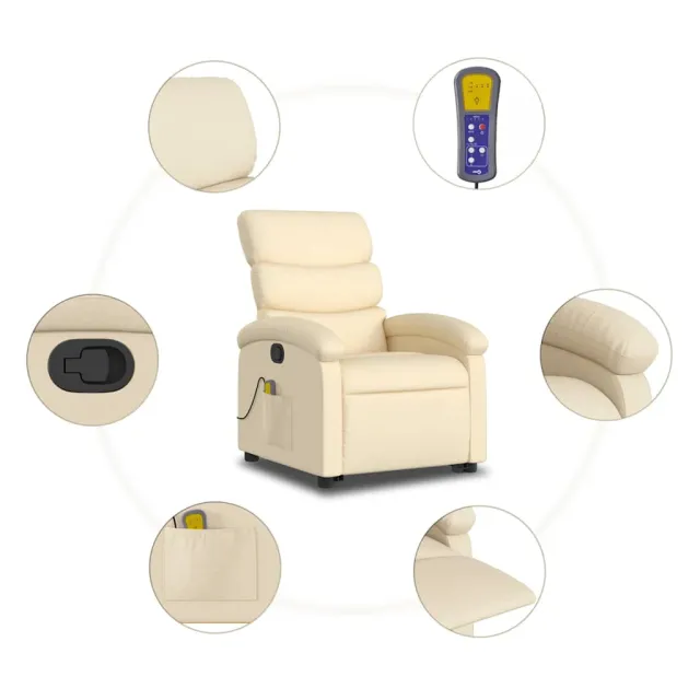 Fauteuil inclinable de massage Crème Tissu