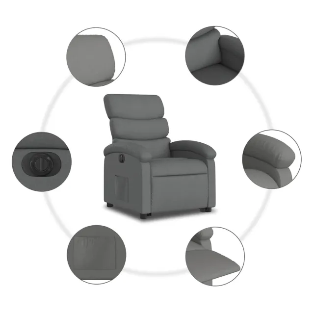 Fauteuil inclinable électrique gris foncé tissu