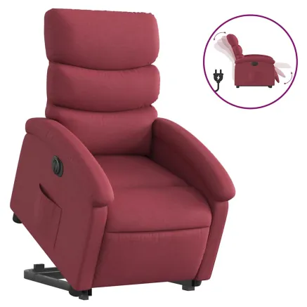Fauteuil inclinable électrique rouge bordeaux tissu 2