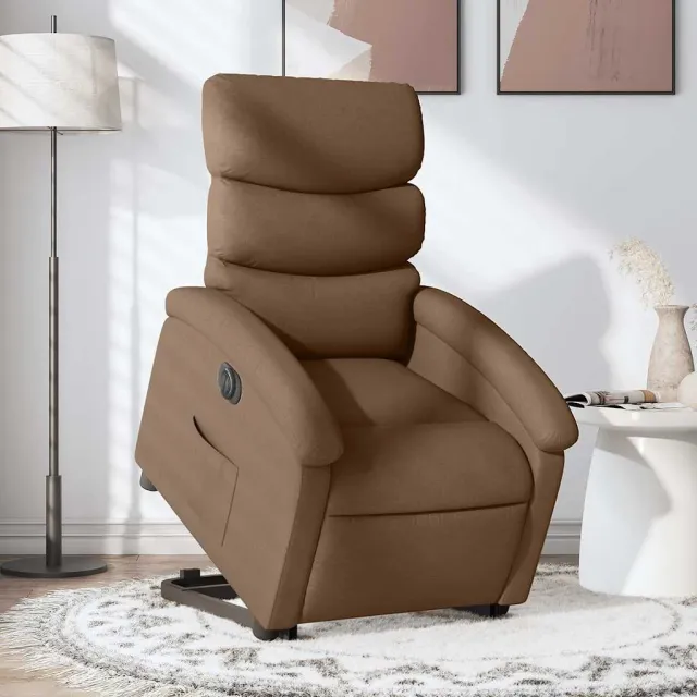 Fauteuil inclinable électrique marron tissu