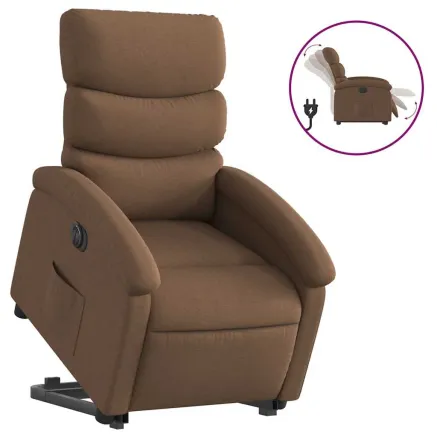 Fauteuil inclinable électrique marron tissu 2
