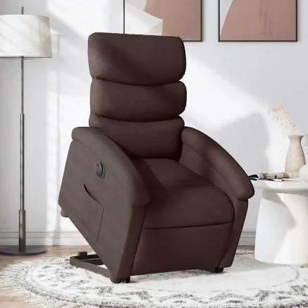 Fauteuil inclinable électrique marron foncé tissu