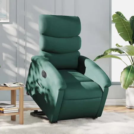 Fauteuil inclinable électrique vert foncé tissu