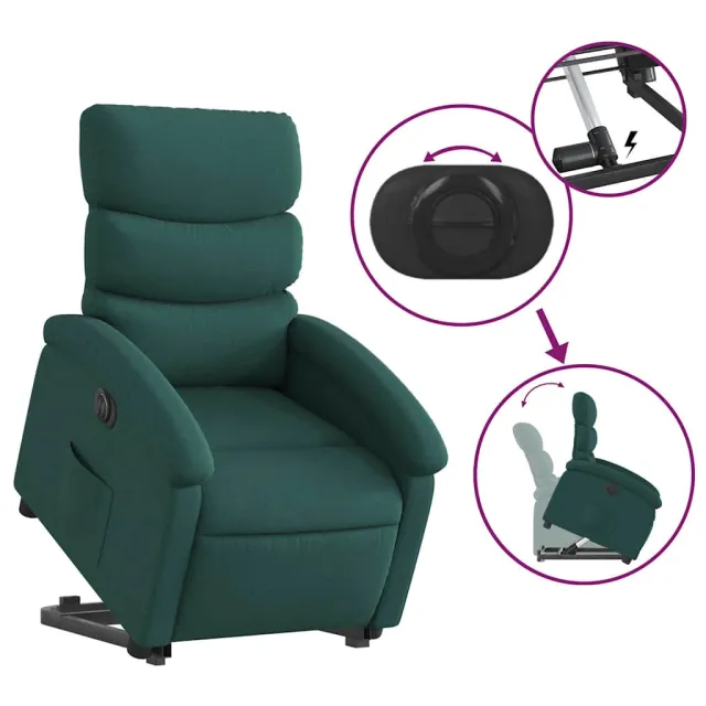 Fauteuil inclinable électrique vert foncé tissu