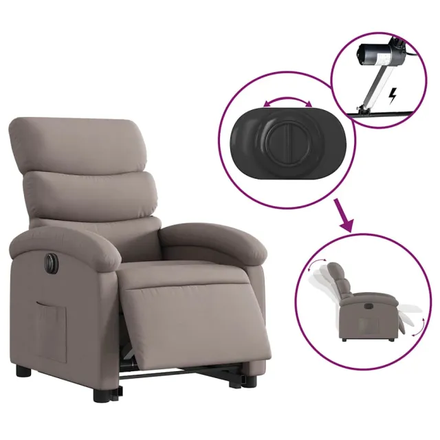Fauteuil inclinable électrique taupe tissu