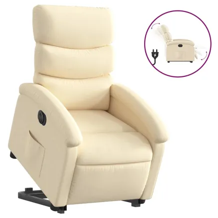 Fauteuil inclinable électrique crème tissu 2