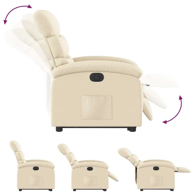 Fauteuil inclinable électrique crème tissu