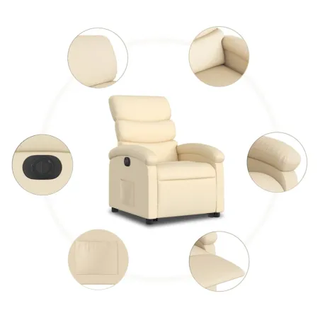 Fauteuil inclinable électrique crème tissu