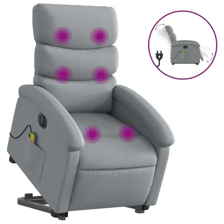 Fauteuil inclinable de massage électrique Gris clair Tissu 2