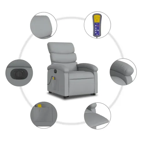 Fauteuil inclinable de massage électrique Gris clair Tissu