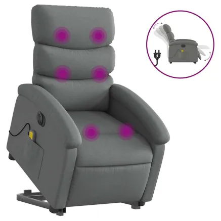 Fauteuil inclinable de massage électrique Gris foncé Tissu 2