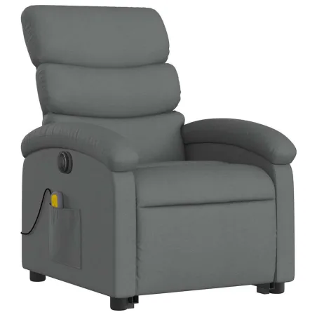 Fauteuil inclinable de massage électrique Gris foncé Tissu