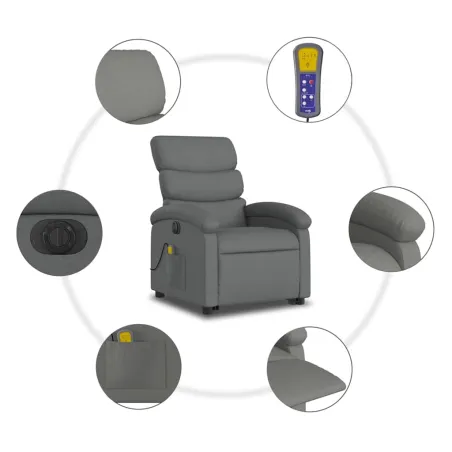 Fauteuil inclinable de massage électrique Gris foncé Tissu