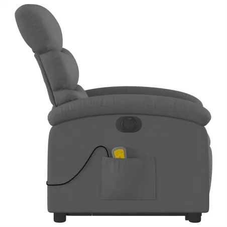 Fauteuil inclinable de massage électrique Gris foncé Tissu