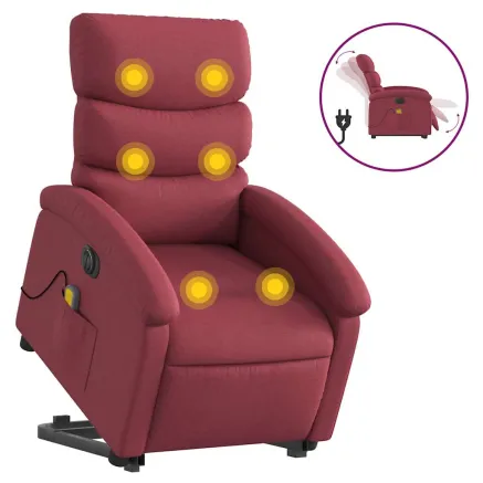 Fauteuil inclinable de massage électrique Rouge bordeaux Tissu 2