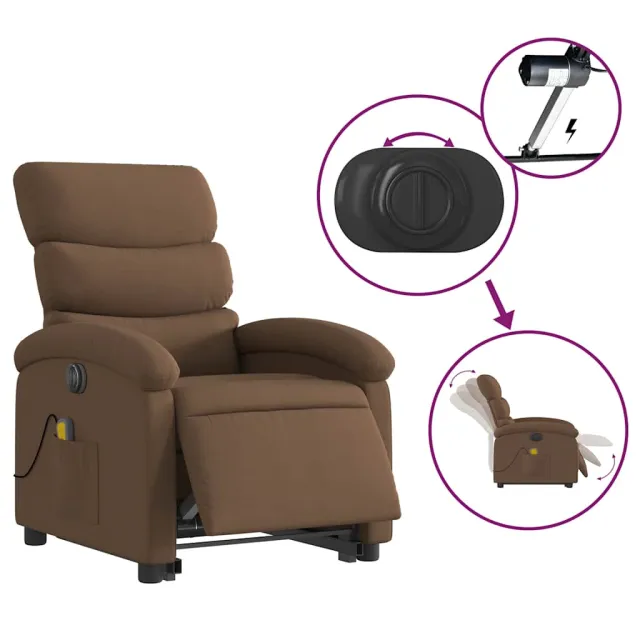 Fauteuil inclinable de massage électrique Marron Tissu