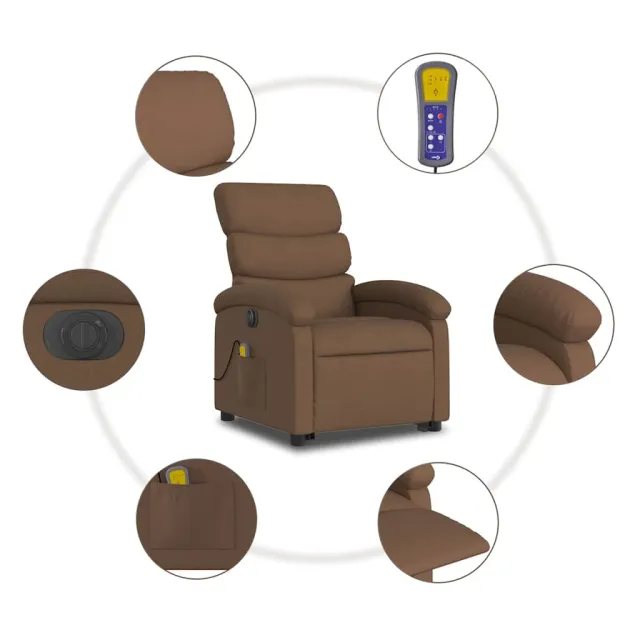 Fauteuil inclinable de massage électrique Marron Tissu