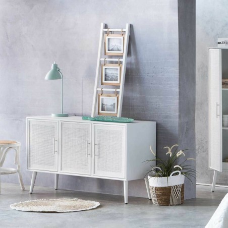 Buffet Alexandra House Living Blanc Argenté Bambou Bois MDF 41 x 71 x