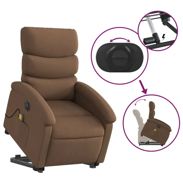 Fauteuil inclinable de massage électrique Marron Tissu