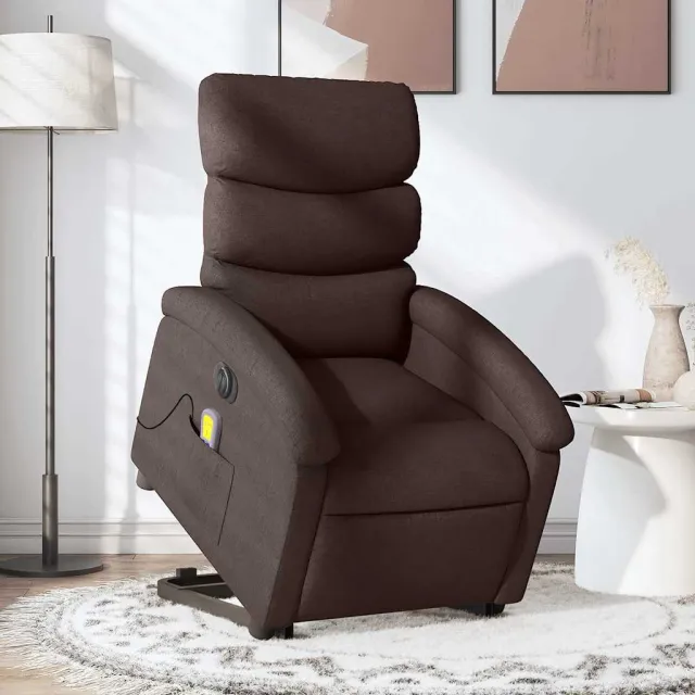 Fauteuil inclinable de massage électrique Marron foncé Tissu