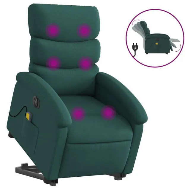 Fauteuil inclinable de massage électrique Vert foncé Tissu