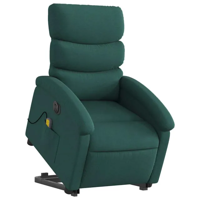 Fauteuil inclinable de massage électrique Vert foncé Tissu