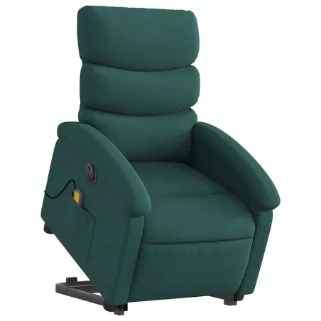 Fauteuil inclinable de massage électrique Vert foncé Tissu