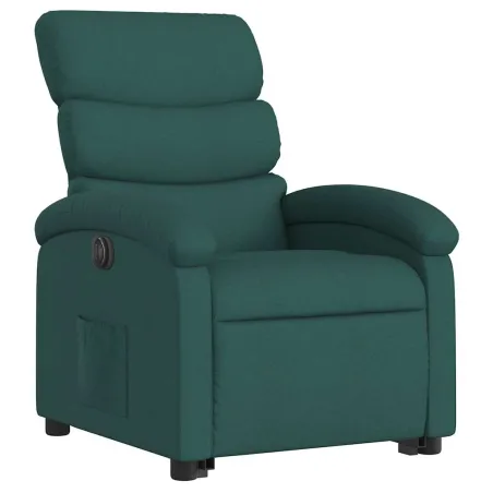 Fauteuil inclinable de massage électrique Vert foncé Tissu