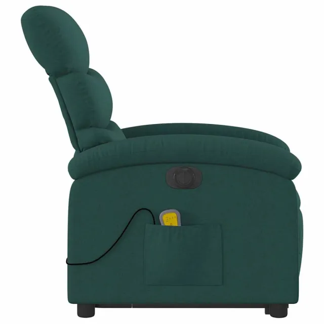 Fauteuil inclinable de massage électrique Vert foncé Tissu