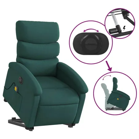 Fauteuil inclinable de massage électrique Vert foncé Tissu