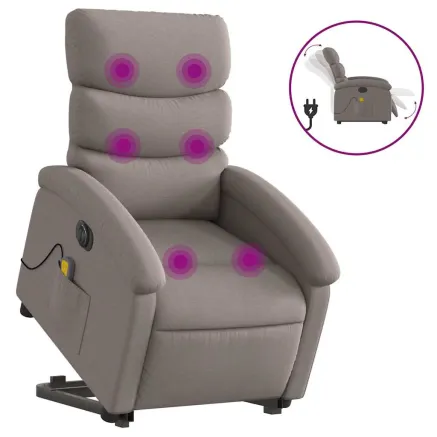 Fauteuil inclinable de massage électrique Taupe Tissu 2