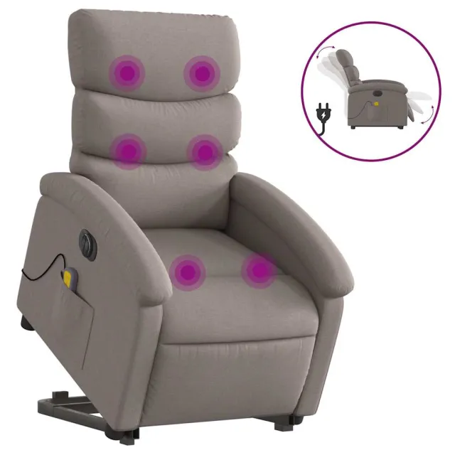 Fauteuil inclinable de massage électrique Taupe Tissu