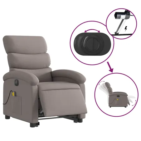 Fauteuil inclinable de massage électrique Taupe Tissu