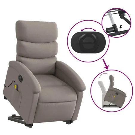 Fauteuil inclinable de massage électrique Taupe Tissu