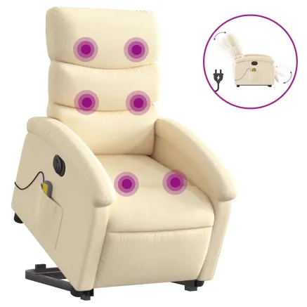 Fauteuil inclinable de massage électrique Crème Tissu 2
