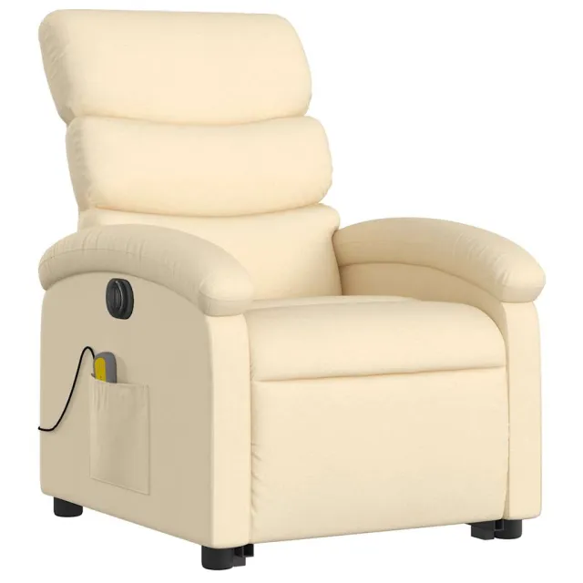 Fauteuil inclinable de massage électrique Crème Tissu