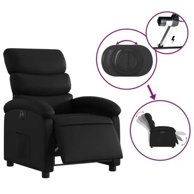 Fauteuil inclinable électrique Noir Similicuir
