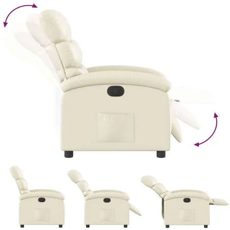Fauteuil inclinable électrique Crème Similicuir