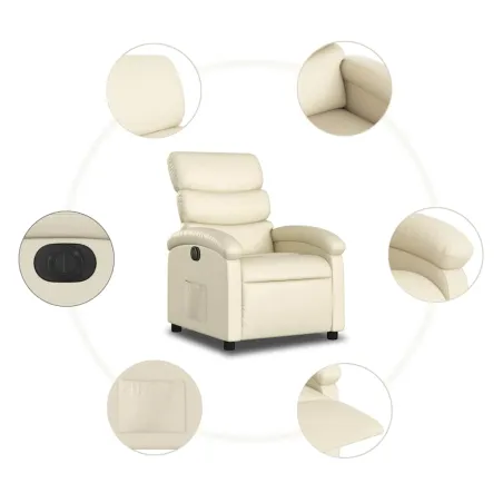 Fauteuil inclinable électrique Crème Similicuir