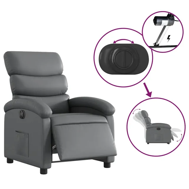 Fauteuil inclinable électrique Gris Similicuir