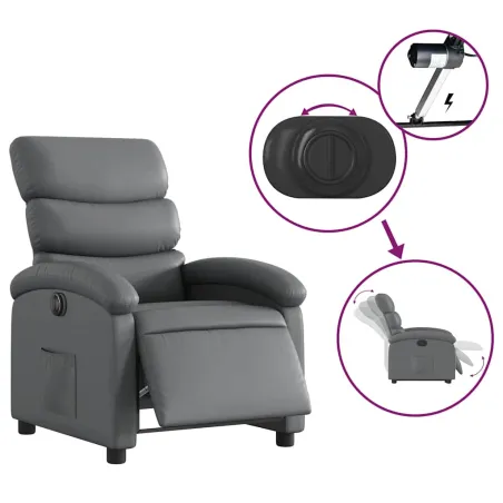 Fauteuil inclinable électrique Gris Similicuir