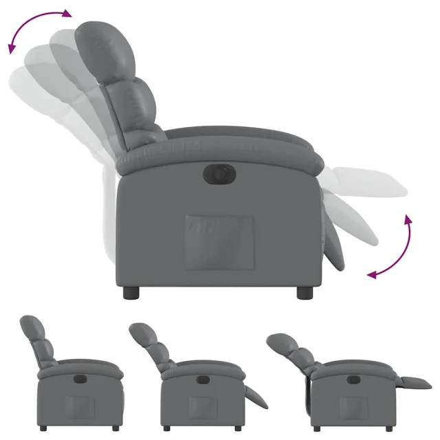 Fauteuil inclinable électrique Gris Similicuir