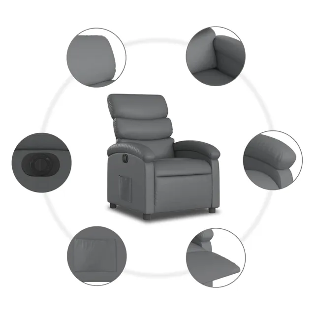 Fauteuil inclinable électrique Gris Similicuir