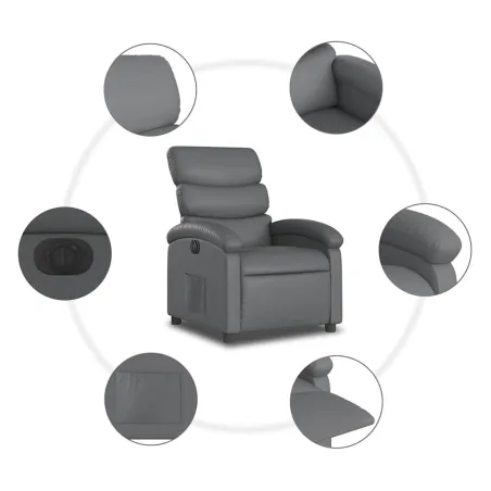 Fauteuil inclinable électrique Gris Similicuir