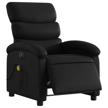 Fauteuil de massage inclinable électrique noir similicuir
