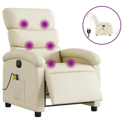 Fauteuil de massage inclinable électrique crème similicuir 2