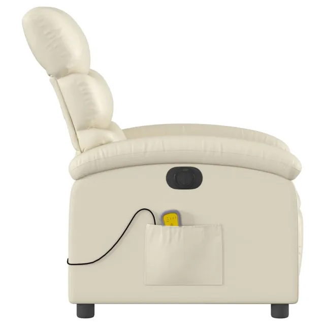 Fauteuil de massage inclinable électrique crème similicuir